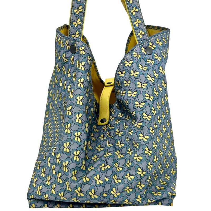 BOTTEGA VENETA Lambskin x Nylon Reversible Tote 547381 Lemon Yellow x Butterfly