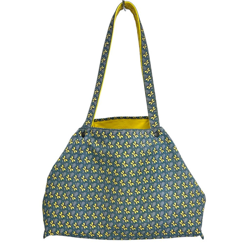 BOTTEGA VENETA Lambskin x Nylon Reversible Tote 547381 Lemon Yellow x Butterfly