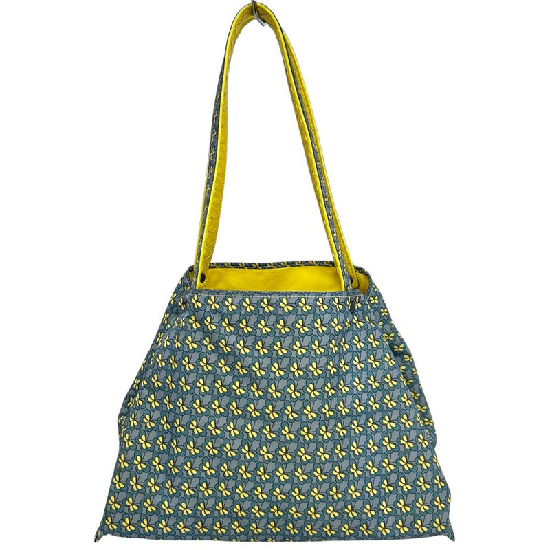 BOTTEGA VENETA Lambskin x Nylon Reversible Tote 547381 Lemon Yellow x Butterfly