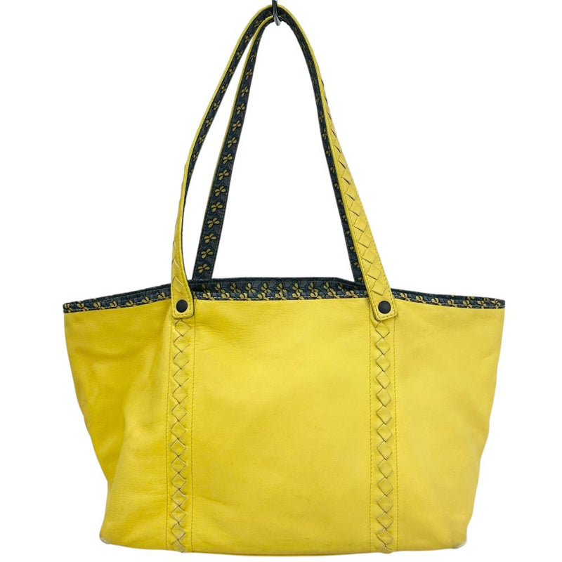 BOTTEGA VENETA Lambskin x Nylon Reversible Tote 547381 Lemon Yellow x Butterfly