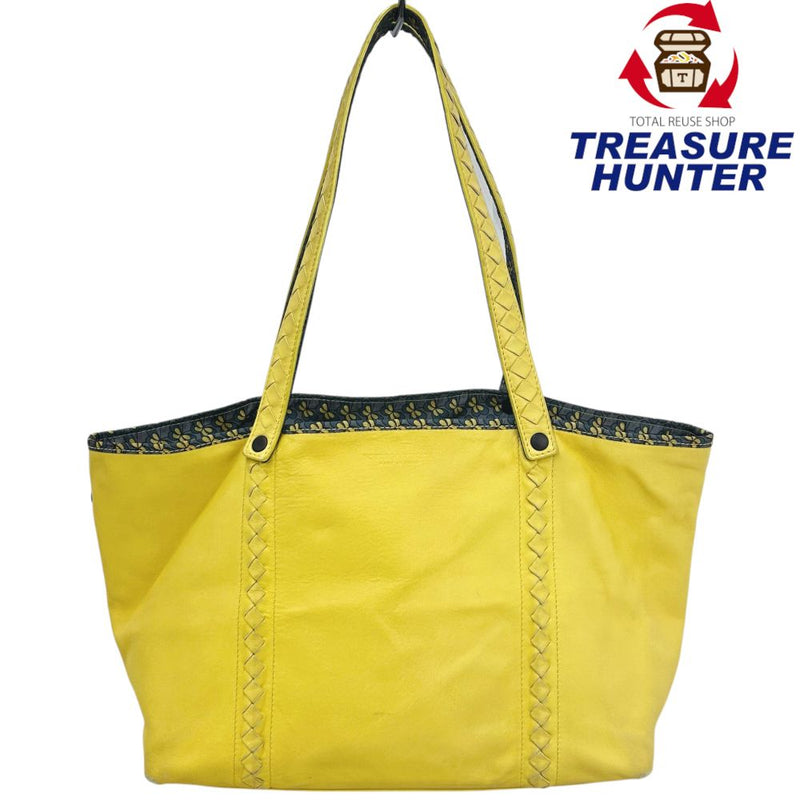 BOTTEGA VENETA Lambskin x Nylon Reversible Tote 547381 Lemon Yellow x Butterfly