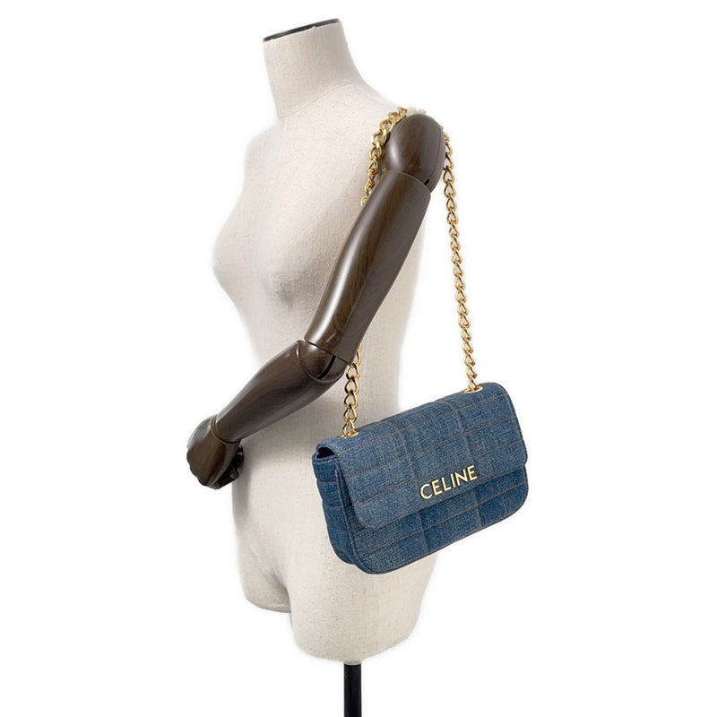 Celine Chain Shoulder Bag Monochrome Denim 11127 2ETN 07DD CELINE Bag [Used]