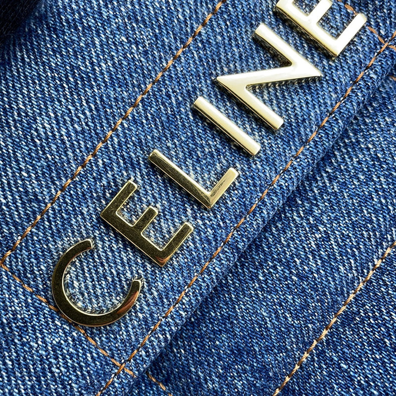 Celine Chain Shoulder Bag Monochrome Denim 11127 2ETN 07DD CELINE Bag [Used]