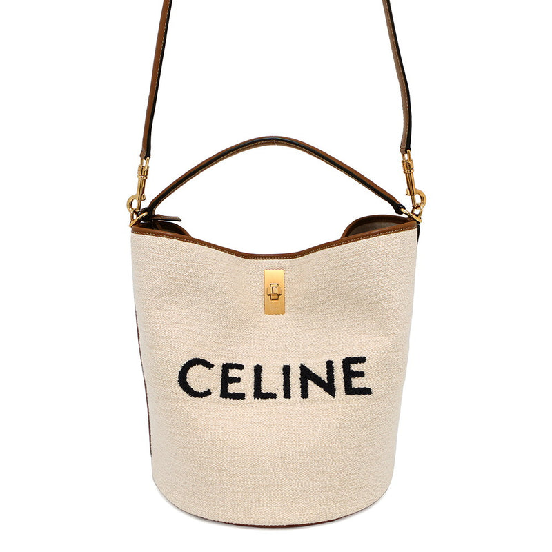 Celine Handbag Bucket 16 Canvas Leather 195572 CELINE 2way [Guaranteed] [Used]