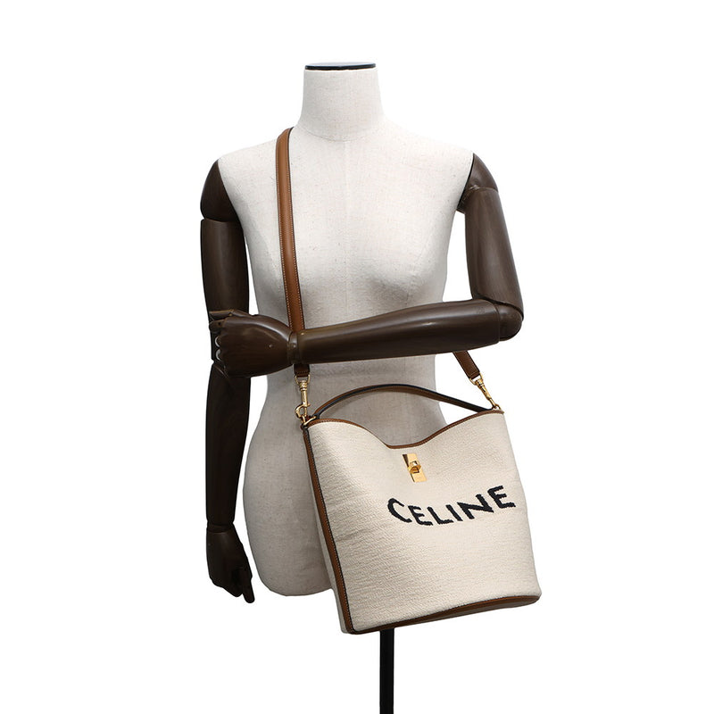 Celine Handbag Bucket 16 Canvas Leather 195572 CELINE 2way [Guaranteed] [Used]