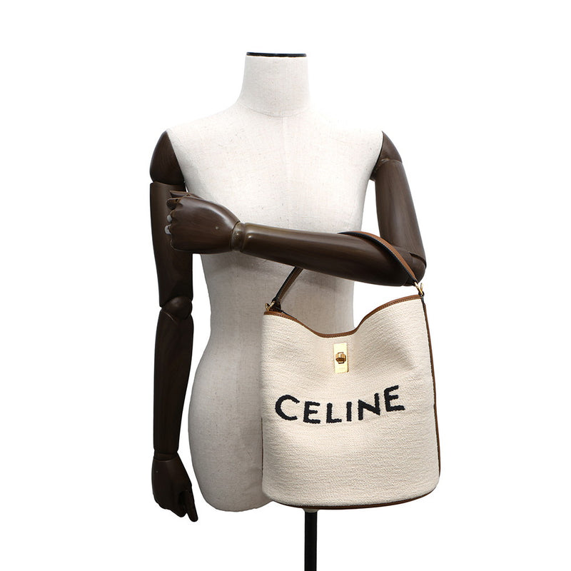 Celine Handbag Bucket 16 Canvas Leather 195572 CELINE 2way [Guaranteed] [Used]