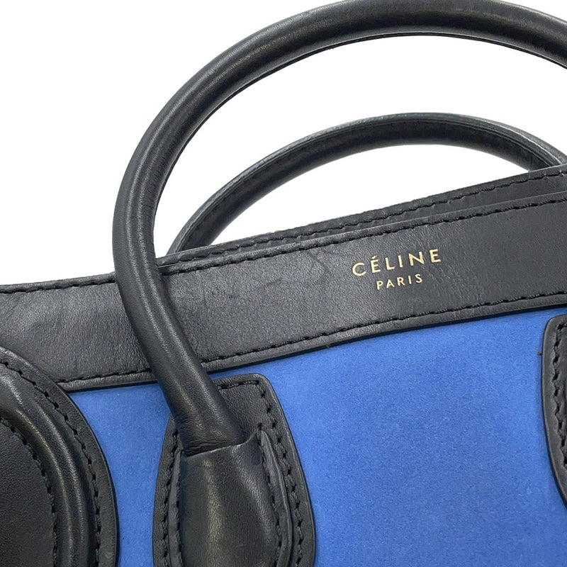 Celine Handbag Luggage Nano Shopper Suede Leather 168243 CELINE 2way Black
