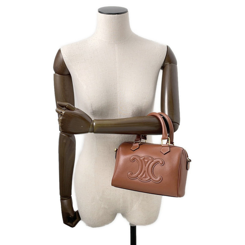 Celine Handbag Triomphe Small Boston Smooth Calf Leather 113773DU3.04LU 2way