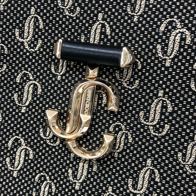 JIMMY CHOO 2WAY bag Black/Grey Jacquard Web top handle JC pattern Women's