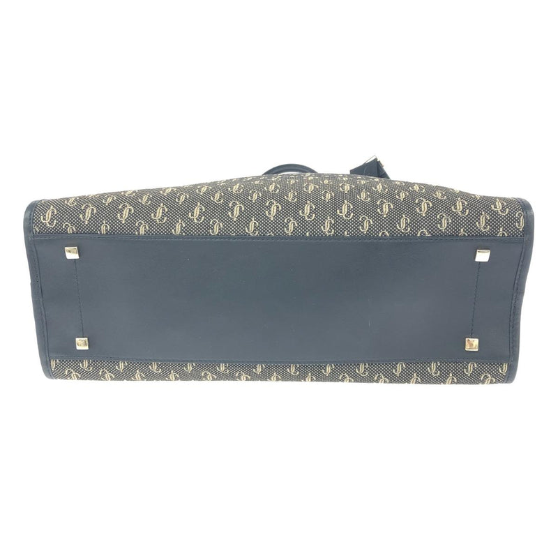 JIMMY CHOO 2WAY bag Black/Grey Jacquard Web top handle JC pattern Women's