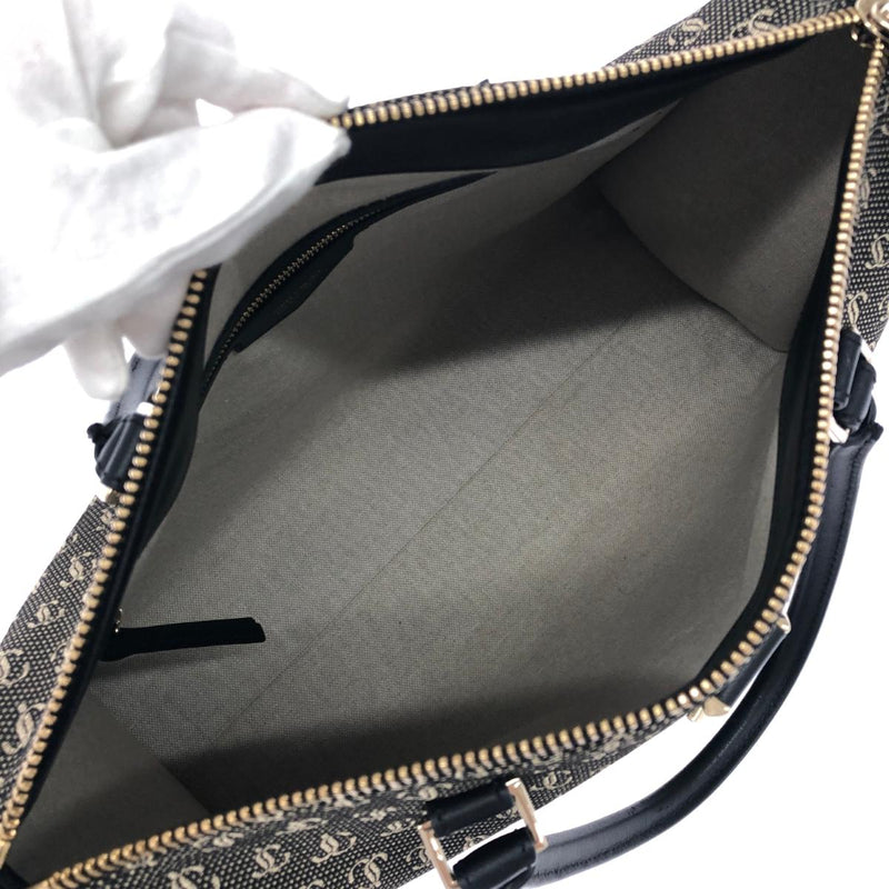 JIMMY CHOO 2WAY bag Black/Grey Jacquard Web top handle JC pattern Women's