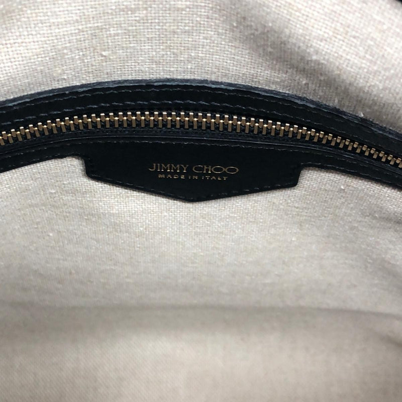 JIMMY CHOO 2WAY bag Black/Grey Jacquard Web top handle JC pattern Women's