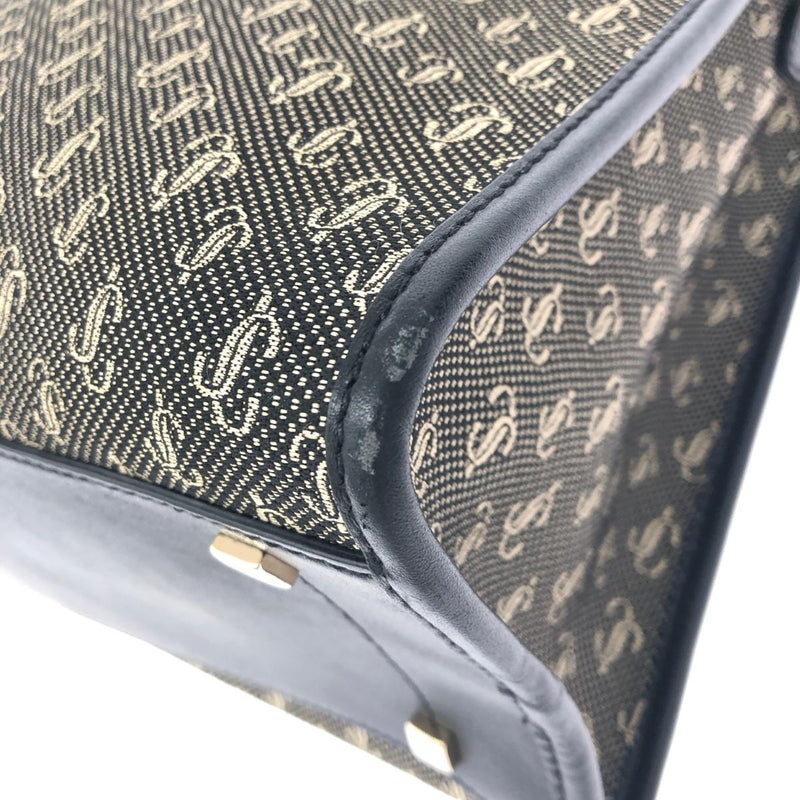 JIMMY CHOO 2WAY bag Black/Grey Jacquard Web top handle JC pattern Women's