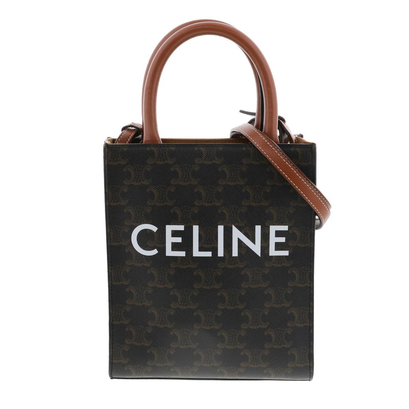 CELINE Vertical Hippo Mini 2WAY Bag Bag Tote Bag 194372 Triomphe Khaki Brown
