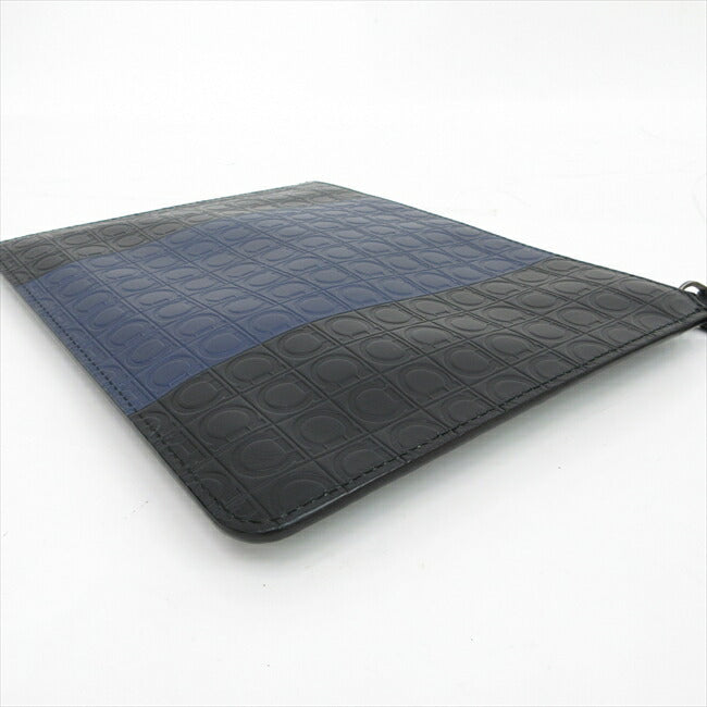 Salvatore Ferragamo Gancini clutch bag strap black x blue blue leather [brand