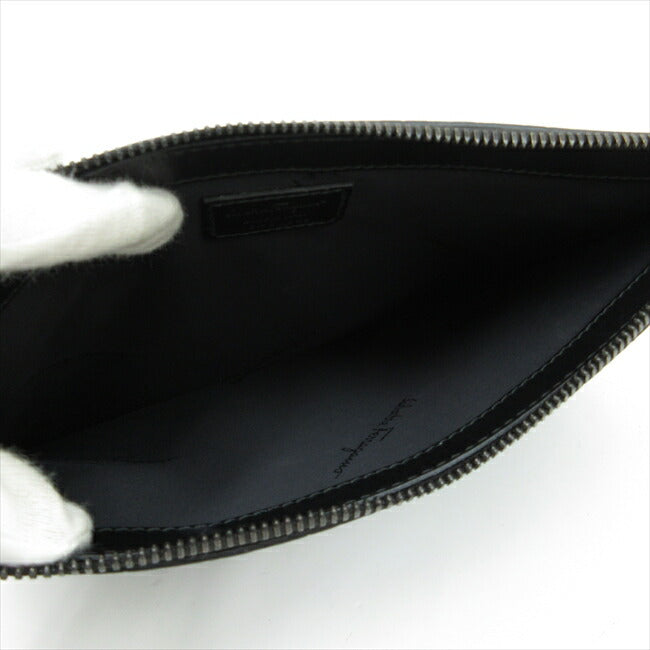 Salvatore Ferragamo Gancini clutch bag strap black x blue blue leather [brand