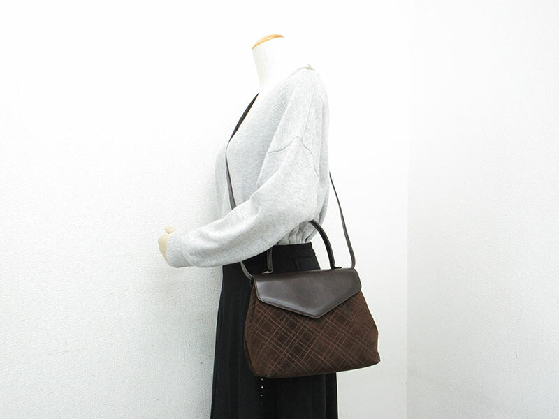 Salvatore Ferragamo 2WAY/Shoulder Bag/Handbag Brown Suede [Brand Bag] [Used]