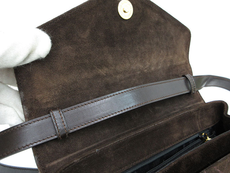 Salvatore Ferragamo 2WAY/Shoulder Bag/Handbag Brown Suede [Brand Bag] [Used]