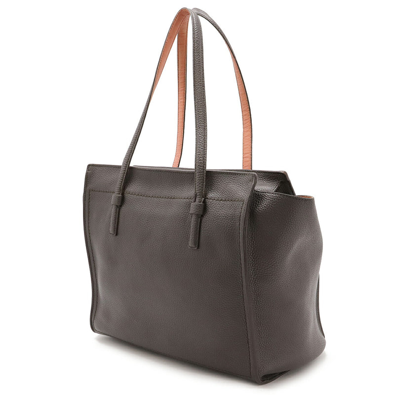 Salvatore Ferragamo Amy Gancini Tote Bag Shoulder Bag Leather Brown Gray Salmon