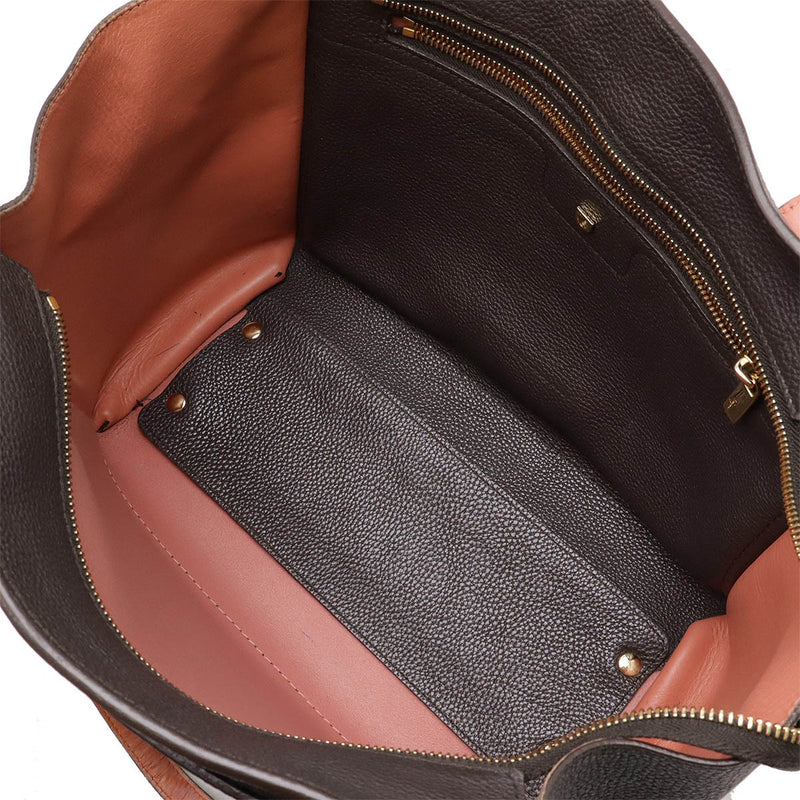 Salvatore Ferragamo Amy Gancini Tote Bag Shoulder Bag Leather Brown Gray Salmon