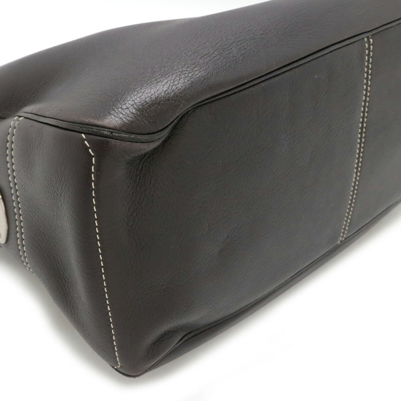 CELINE Boogie Bag Handbag Leather Dark Brown Silver Hardware [Used]