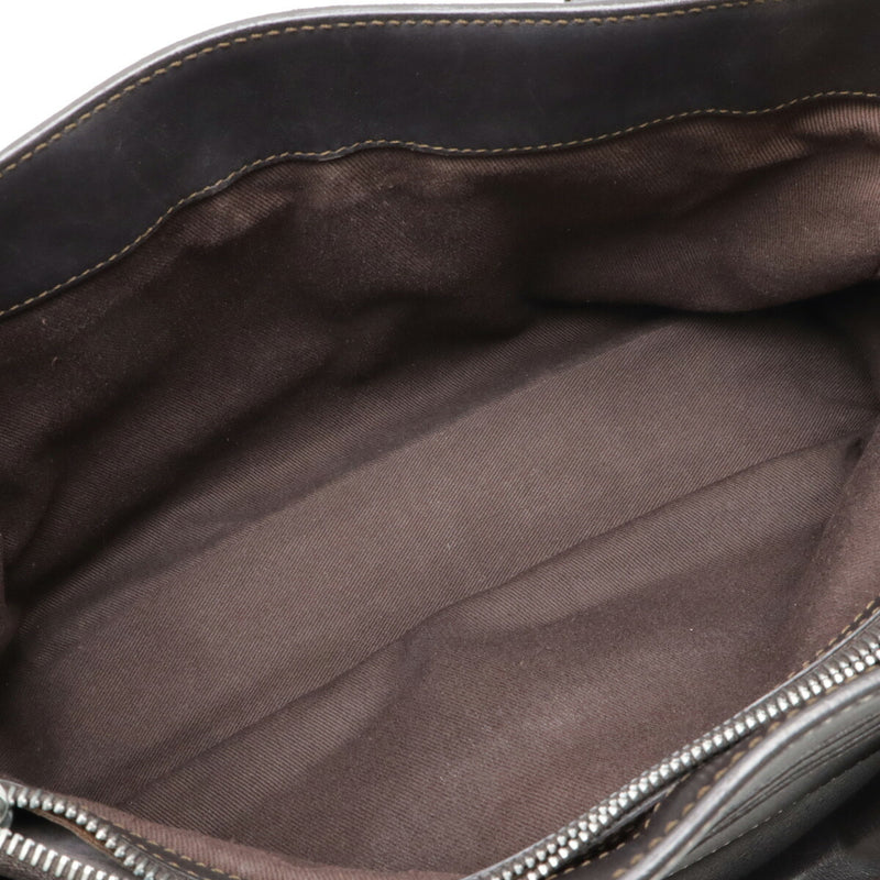 CELINE Boogie Bag Handbag Leather Dark Brown Silver Hardware [Used]