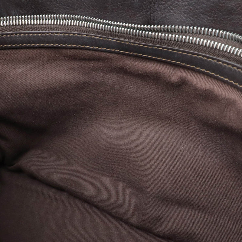 CELINE Boogie Bag Handbag Leather Dark Brown Silver Hardware [Used]