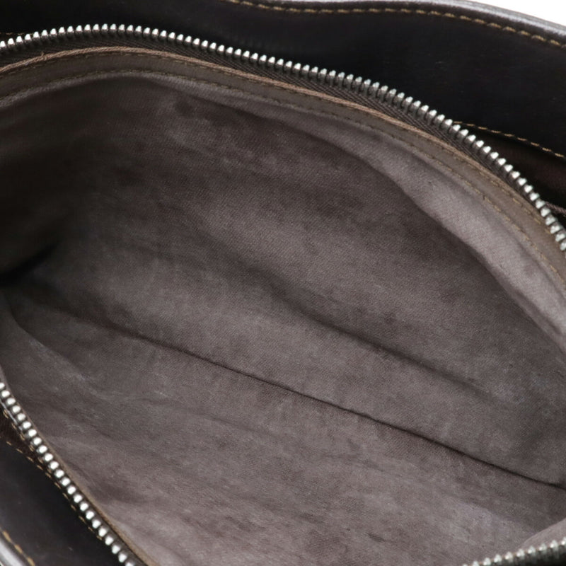 CELINE Boogie Bag Handbag Leather Dark Brown Silver Hardware [Used]
