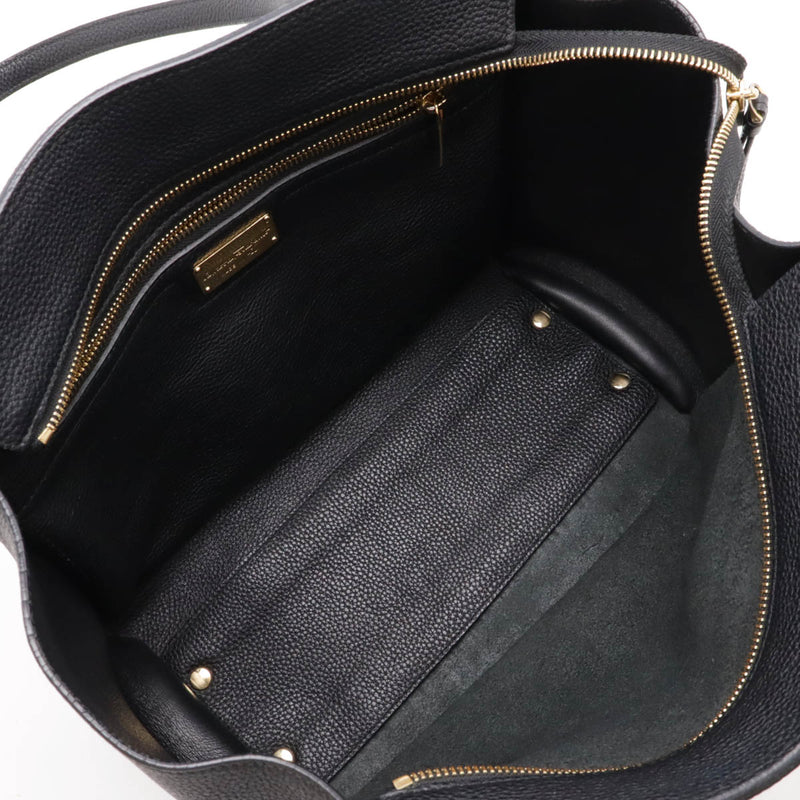 Salvatore Ferragamo Amy Gancini Tote Bag Shoulder Bag Leather Black Gold