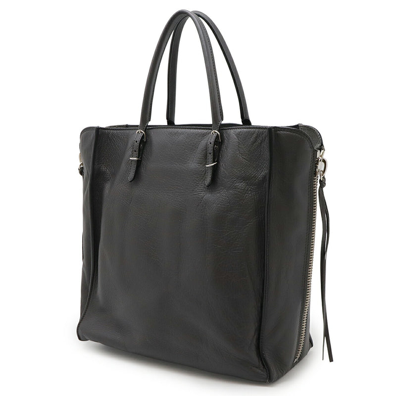 BALENCIAGA Paper A5 Zip Around Tote Bag Handbag Leather Grey with Mirror 357330