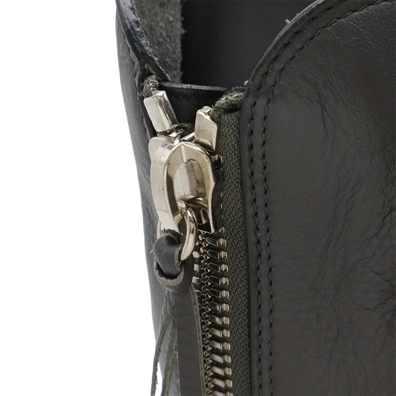 BALENCIAGA Paper A5 Zip Around Tote Bag Handbag Leather Grey with Mirror 357330