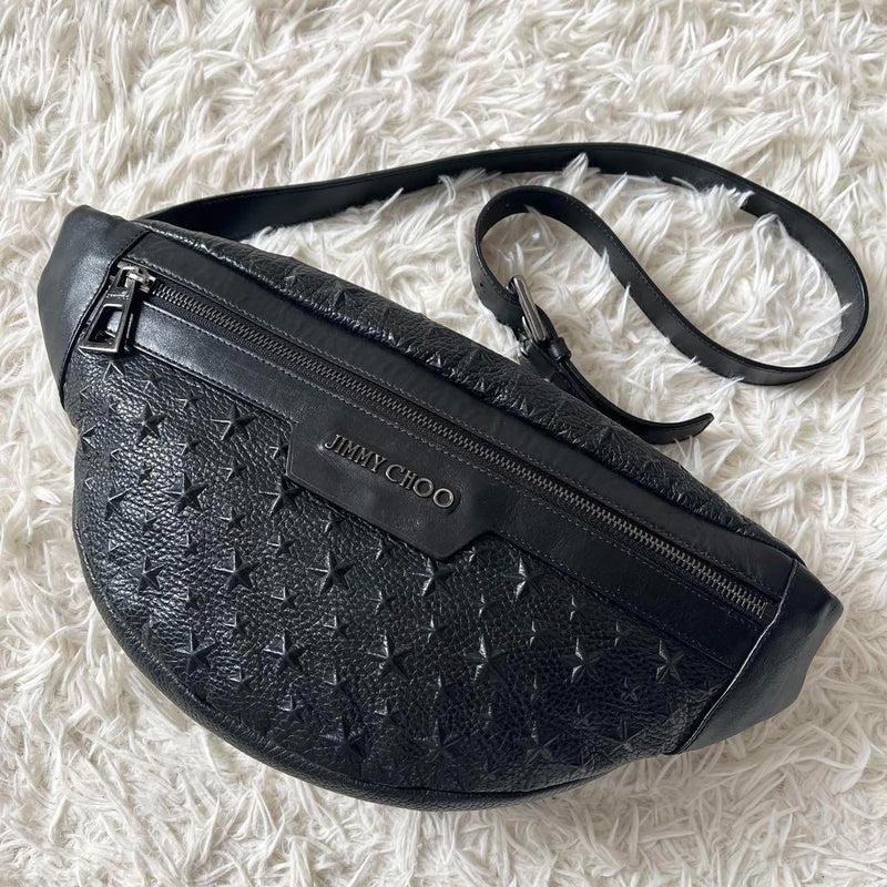JIMMY CHOO DERRY Delhi Body Bag Star Embossed Leather Camouflage Pattern