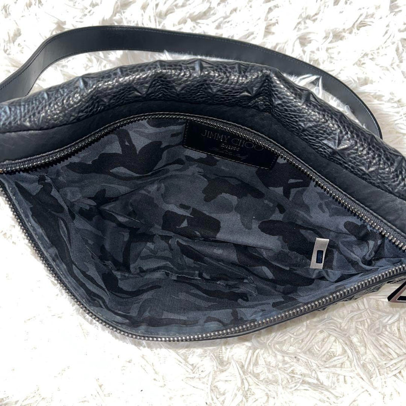 JIMMY CHOO DERRY Delhi Body Bag Star Embossed Leather Camouflage Pattern