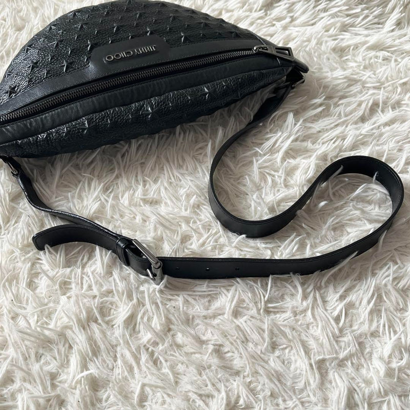JIMMY CHOO DERRY Delhi Body Bag Star Embossed Leather Camouflage Pattern