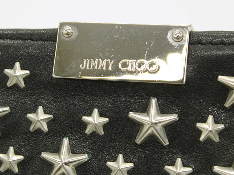 "JIMMY CHOO" Leather clutch bag with studs/simple/cute/plain/bag/bag/BAG Black