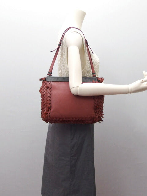 Bottega Veneta Intrecciato Shoulder Bag Bordeaux [Free Shipping! 】【No cash on