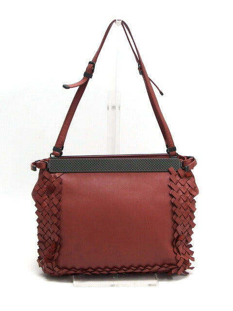 Bottega Veneta Intrecciato Shoulder Bag Bordeaux [Free Shipping! 】【No cash on