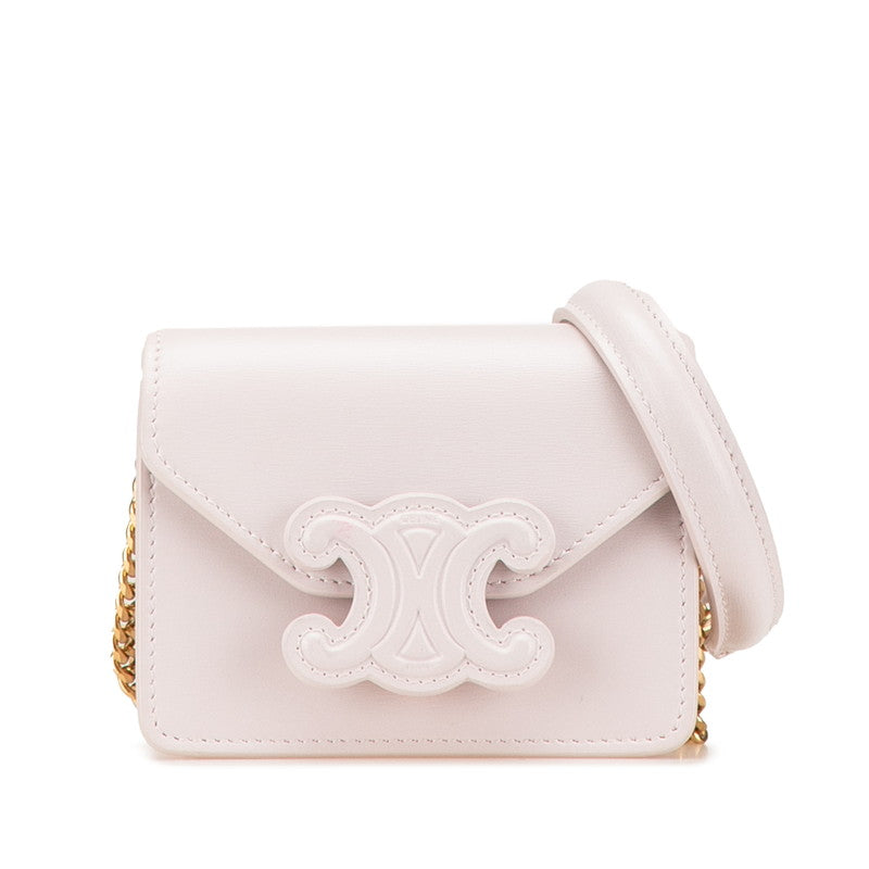 Celine Triomphe Chain Shoulder Bag Pink Leather Women's CELINE [Used]