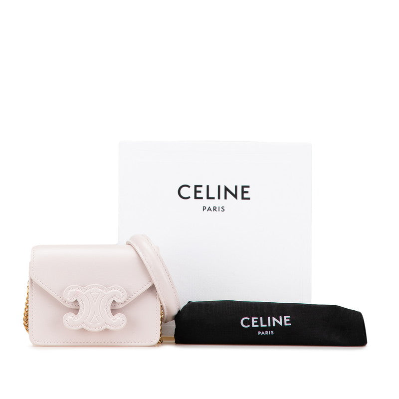 Celine Triomphe Chain Shoulder Bag Pink Leather Women's CELINE [Used]