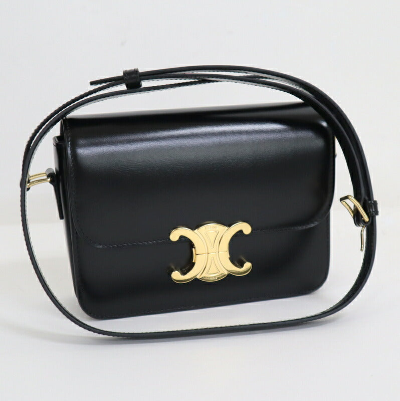 [CELINE] Celine Teen Triomphe Bag Shiny Calfskin Black x Gold Hardware