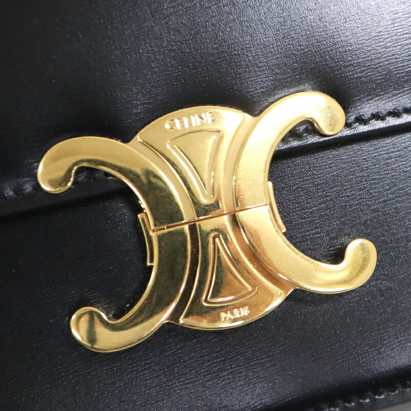 [CELINE] Celine Teen Triomphe Bag Shiny Calfskin Black x Gold Hardware
