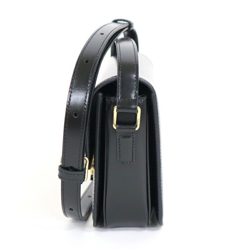 [CELINE] Celine Teen Triomphe Bag Shiny Calfskin Black x Gold Hardware