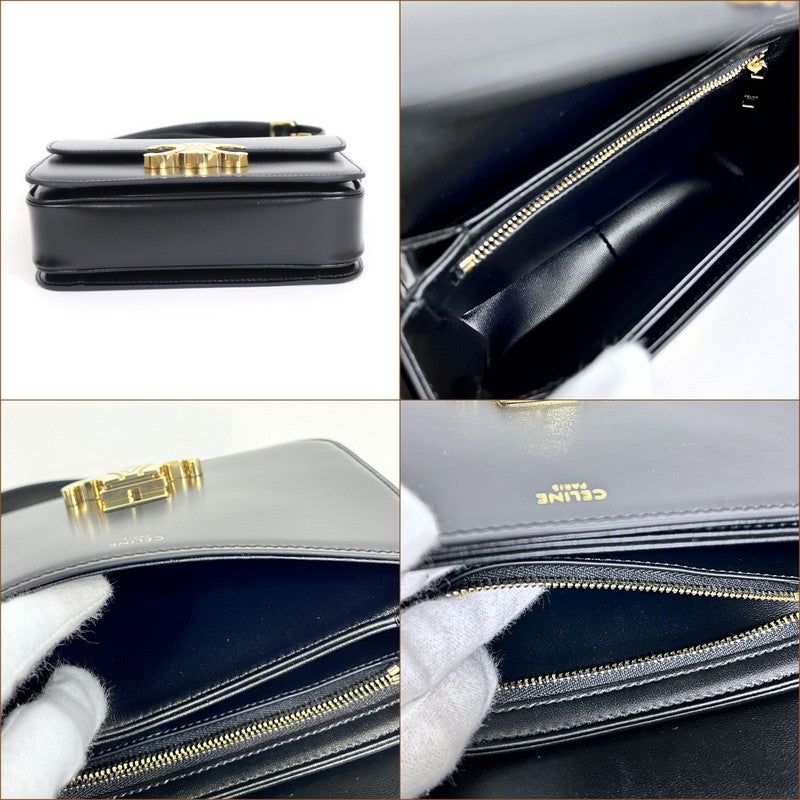 [CELINE] Celine Teen Triomphe Bag Shiny Calfskin Black x Gold Hardware