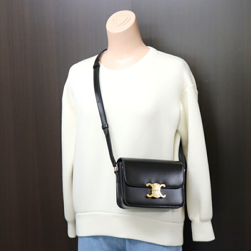 [CELINE] Celine Teen Triomphe Bag Shiny Calfskin Black x Gold Hardware