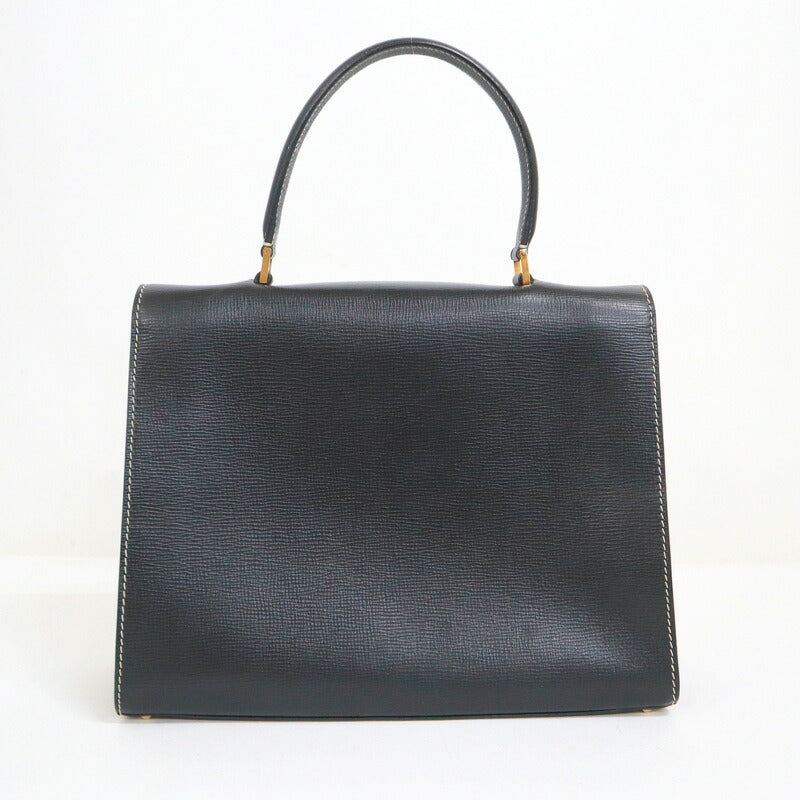 [CELINE] Celine Flap Handbag Leather Black x Gold Hardware 189243DRU.03UN