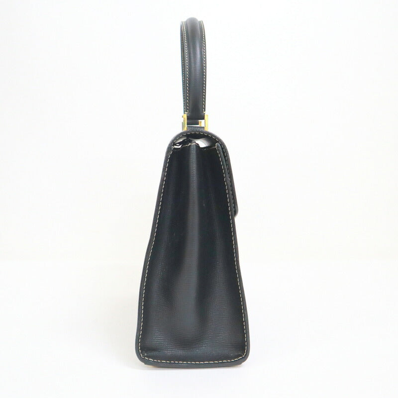 [CELINE] Celine Flap Handbag Leather Black x Gold Hardware 189243DRU.03UN