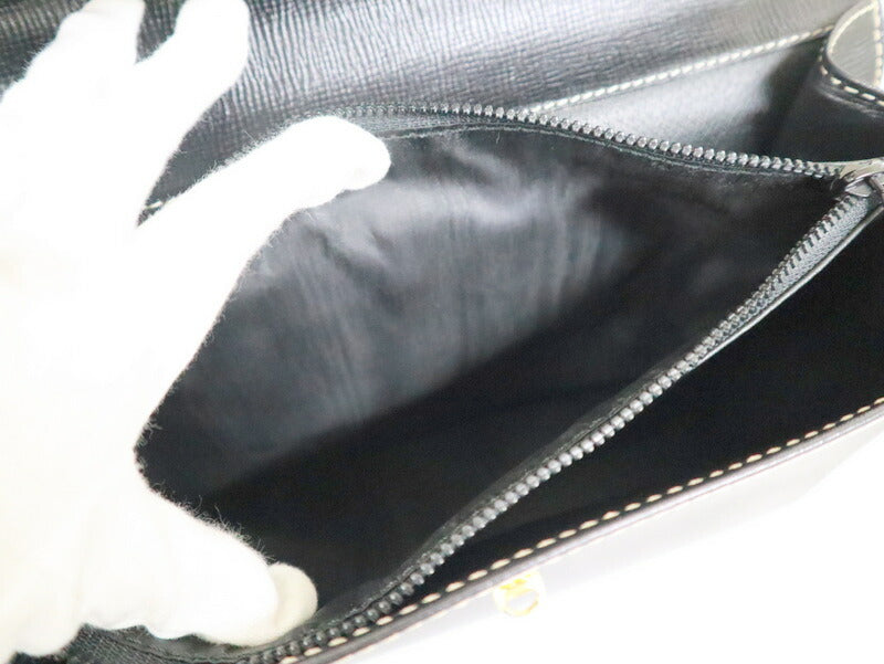 [CELINE] Celine Flap Handbag Leather Black x Gold Hardware 189243DRU.03UN