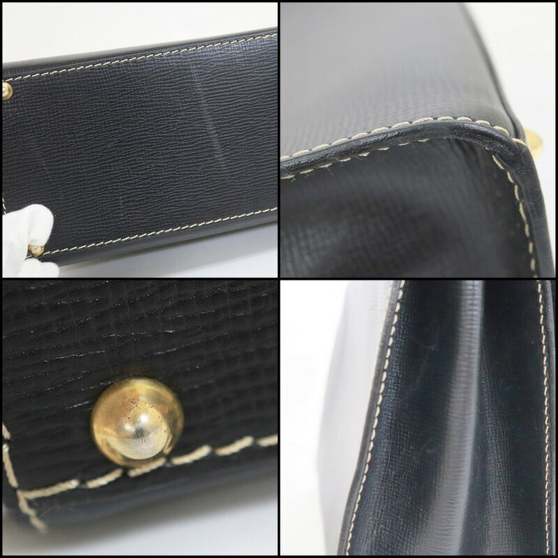 [CELINE] Celine Flap Handbag Leather Black x Gold Hardware 189243DRU.03UN