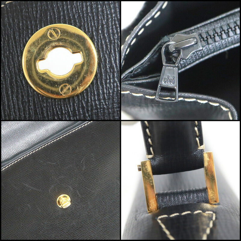 [CELINE] Celine Flap Handbag Leather Black x Gold Hardware 189243DRU.03UN
