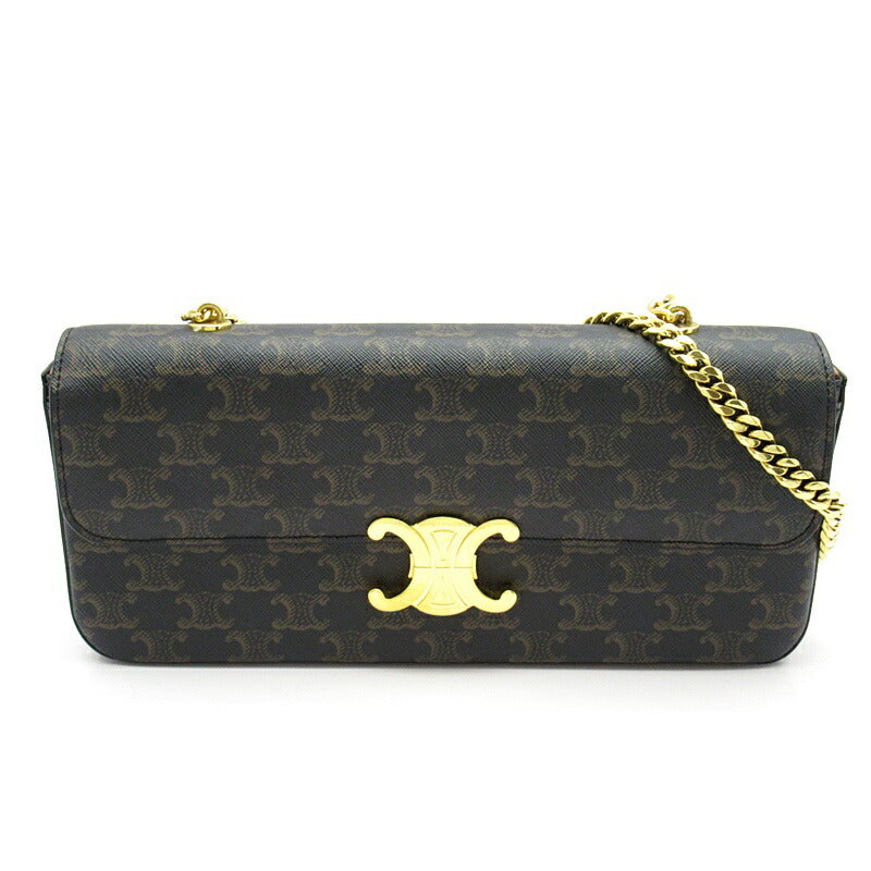 Celine Triomphe Chain Shoulder Bag 197412DQW.04LU Leather Women's Other Bag Tan